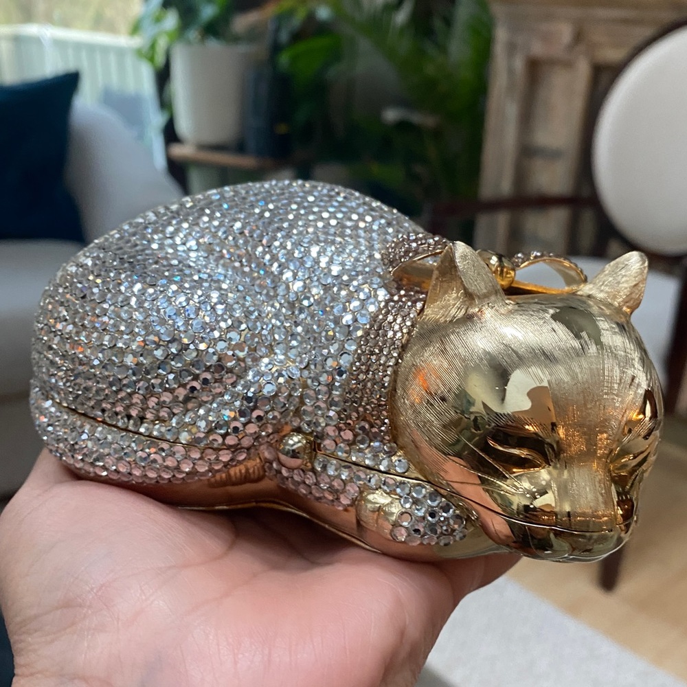 Judith Leiber Swarovski Crystal Sleeping Cat with Pill Box and Accessories